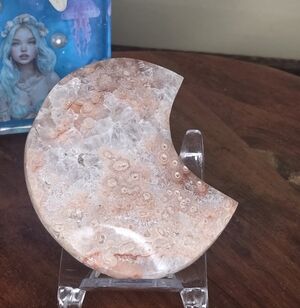 Pink Amethyst With Flower Agate Moon Crsytal 3in